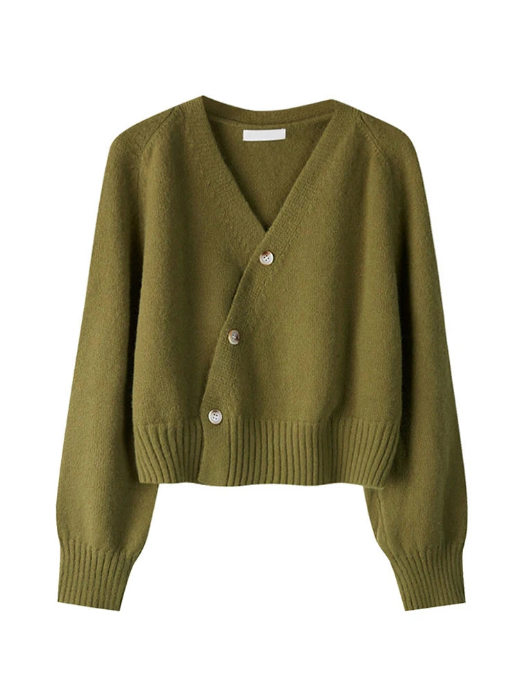 Autumn Winter Skew Button Cardigan